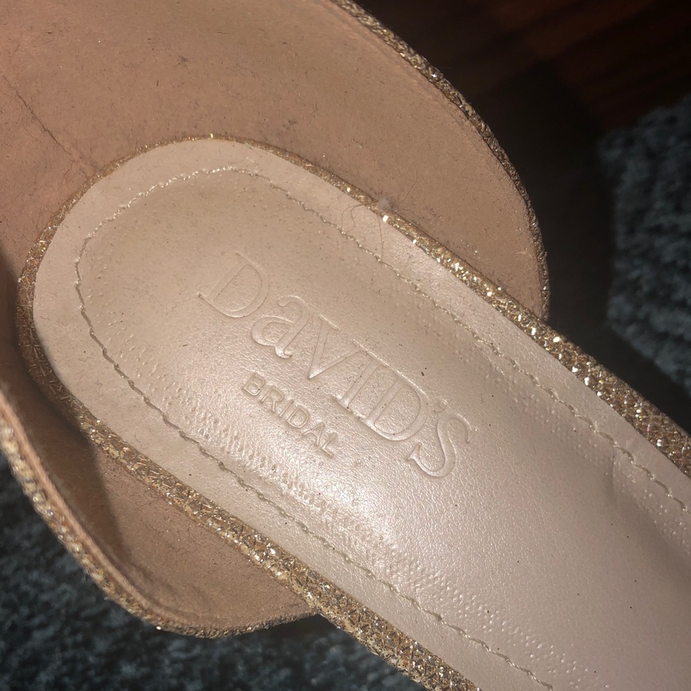 David's Bridal Sparkling Gold Strappy Heels - Picture 5 of 13